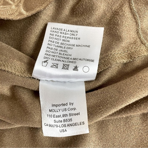 Molly Braden Tan Faux Suede V Neck Laser Cut Hem Dress Size L - Picture 6 of 6
